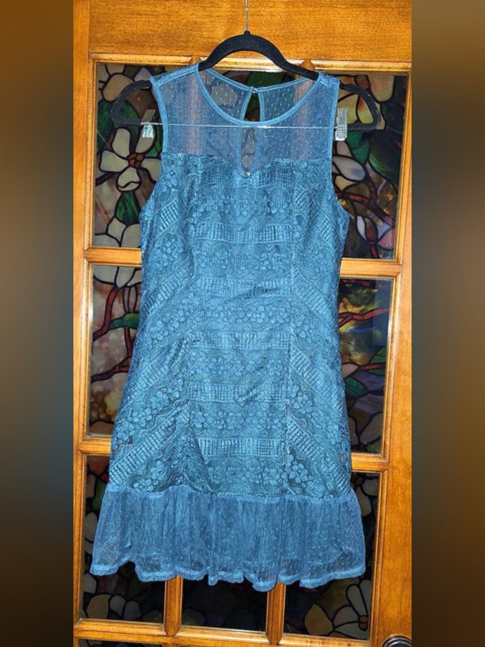 Teal Blue Mini Lace Dress Like New